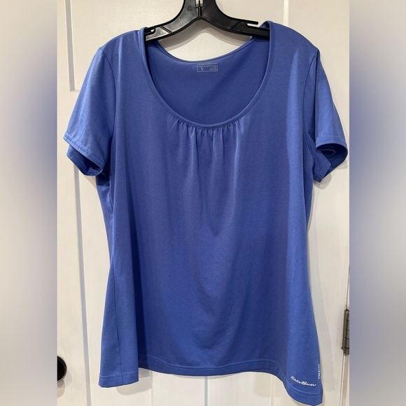 NWT Eddie Bauer Womens Size M Blue Travex Short Sleeve Top Shirt Activewear Tee - Picture 2 of 10